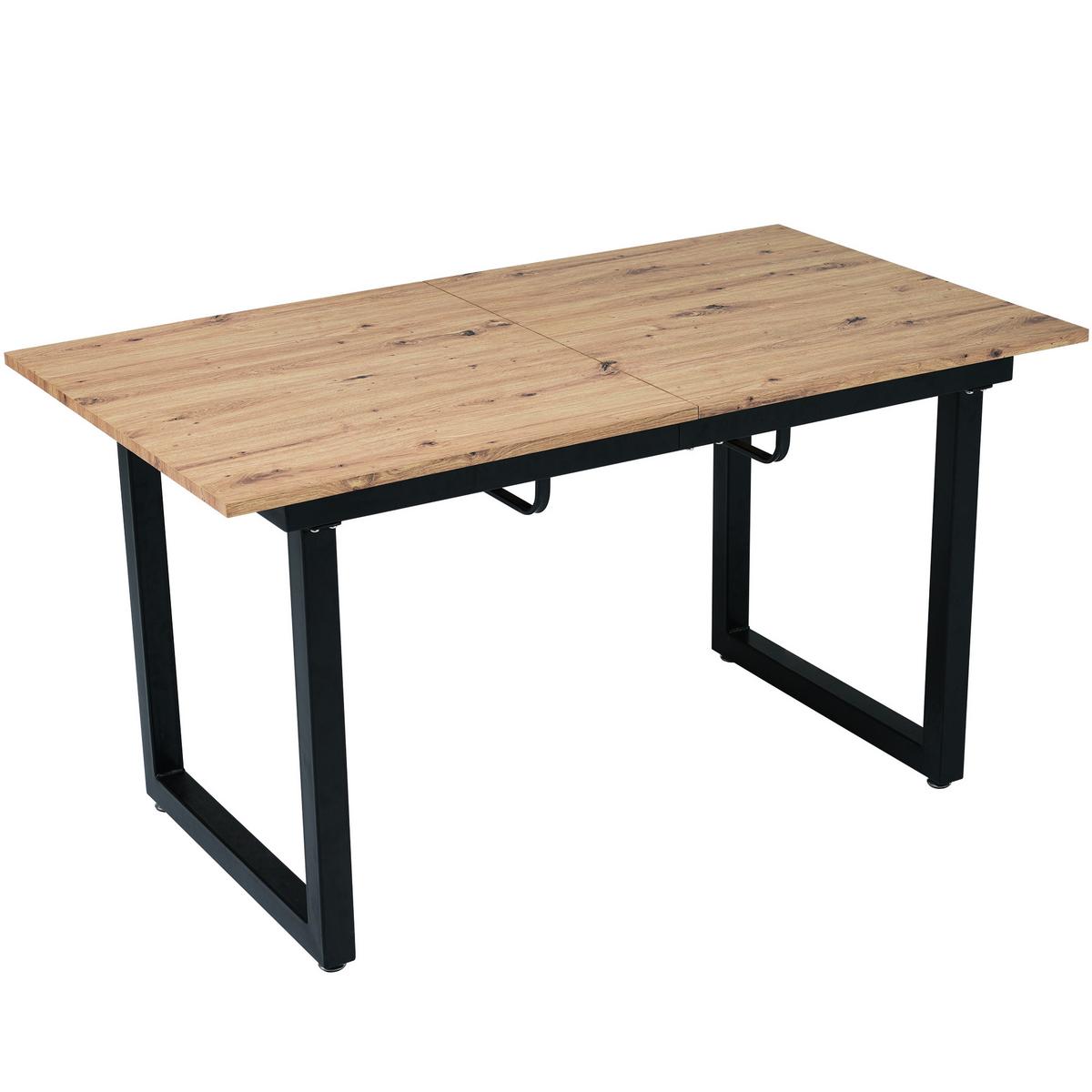 ESSTISCH Erweiterbarer Eicheoptik schwarz - Weiß, Holz/Metall (180/80/75cm) - Urban Meuble