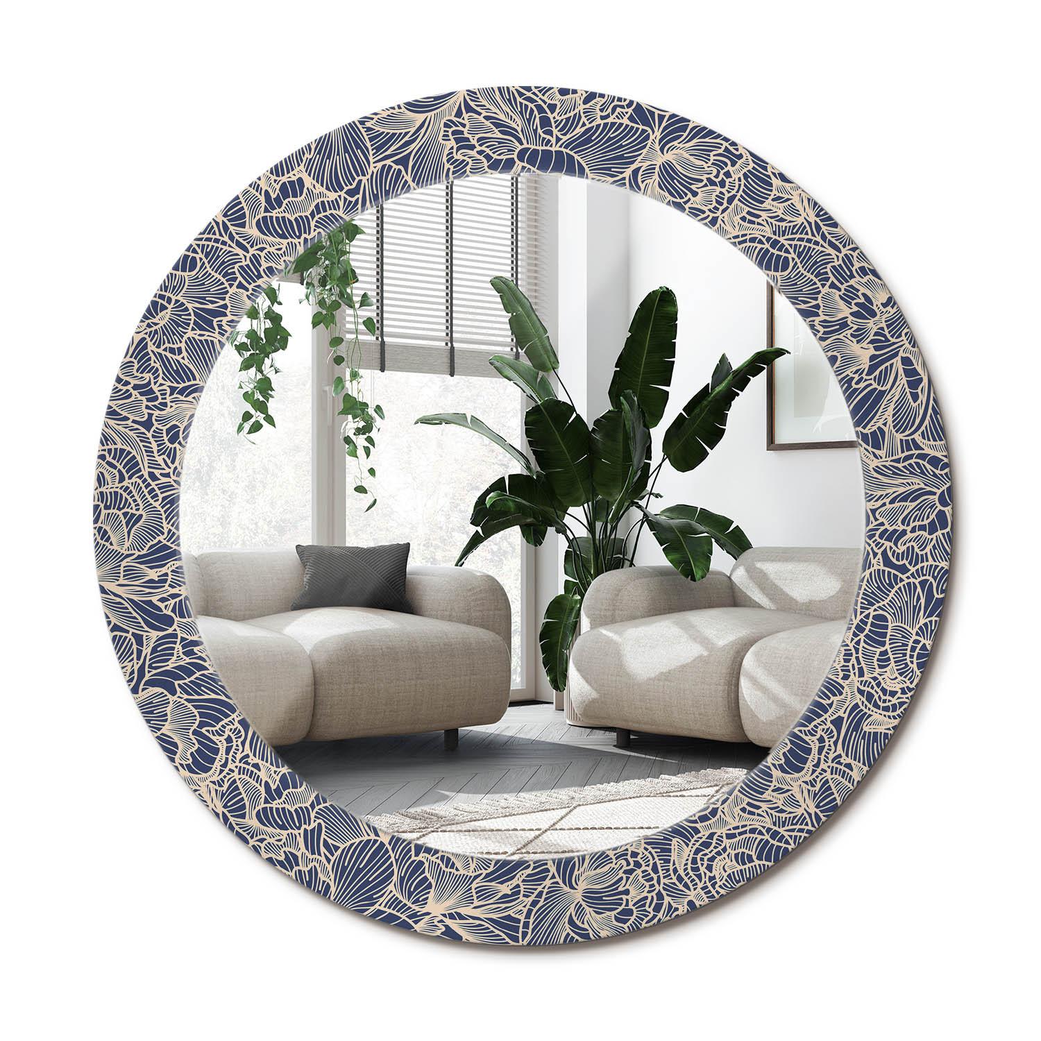 SPIEGEL Rund Ø 70 cm mit Aufdruck - Dunkelblau, Glas (70/70/0.4cm) - Wallfluent