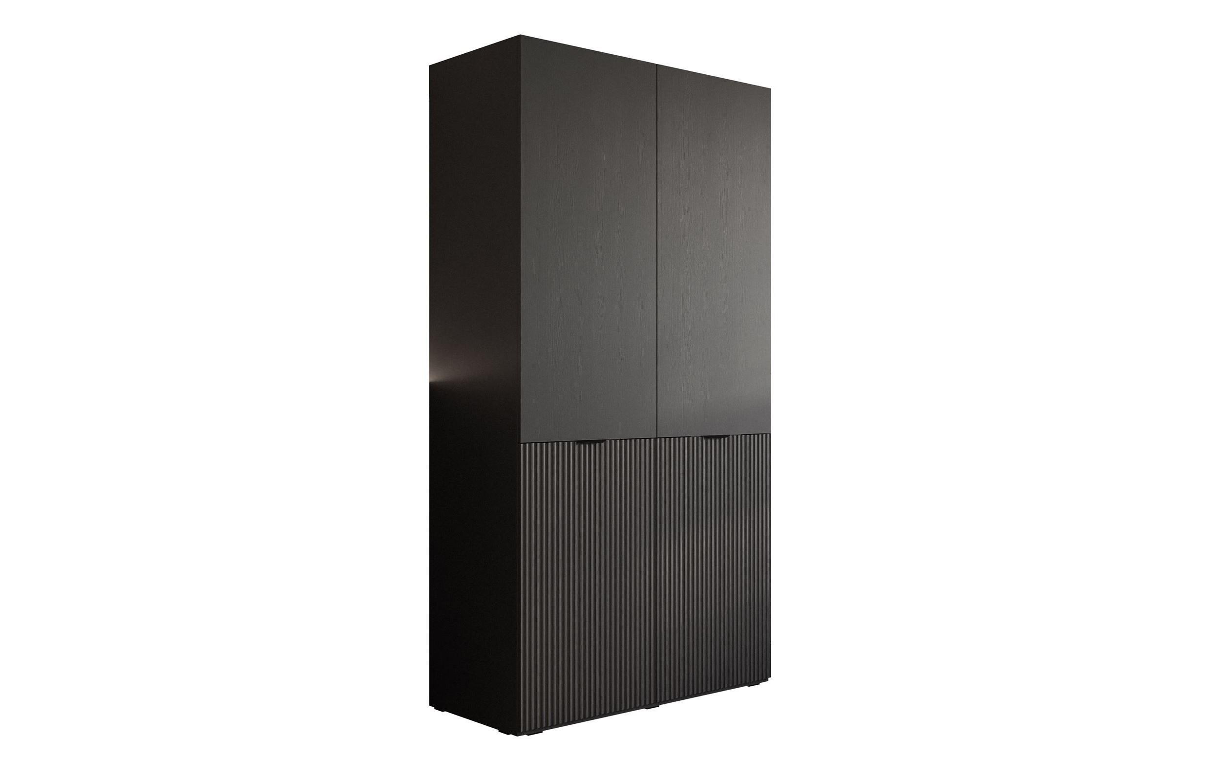 KLEIDERSCHRANK SANDBOX MODERN 100 101/49/200 cm Schwarz Graphit / Schwarz Graphit ohne LED ohne Zusatzböden - Schwarz, Holzwerkstoff/Kunststoff (101/200/49cm) - Lookway
