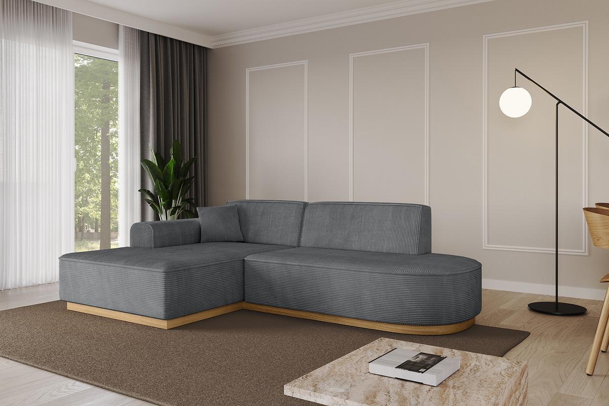 ECKSOFA Ottomane Links IREA-L1-v2 - 232x165x80 cm Duneklgrau - Dunkelgrau, Holzwerkstoff/Textil (232/165cm) - ALTDECOR