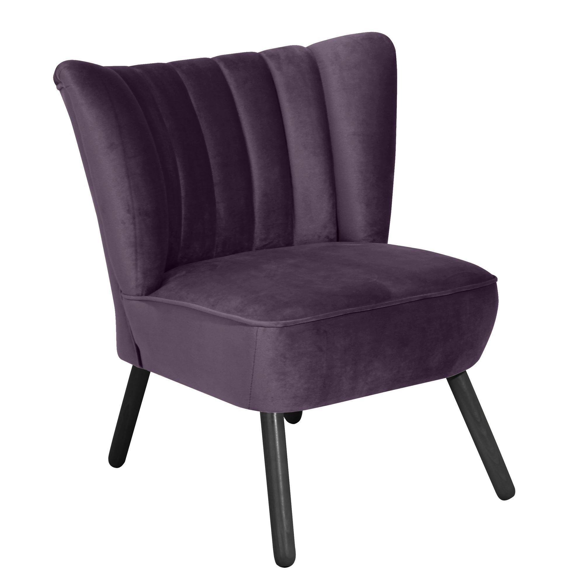 SESSEL Kadisha Bezug Samtvelours Buche schwarz lackiert / purple - Lila/Schwarz, Kunststoff (70/80/66cm) - 58aufmkessel