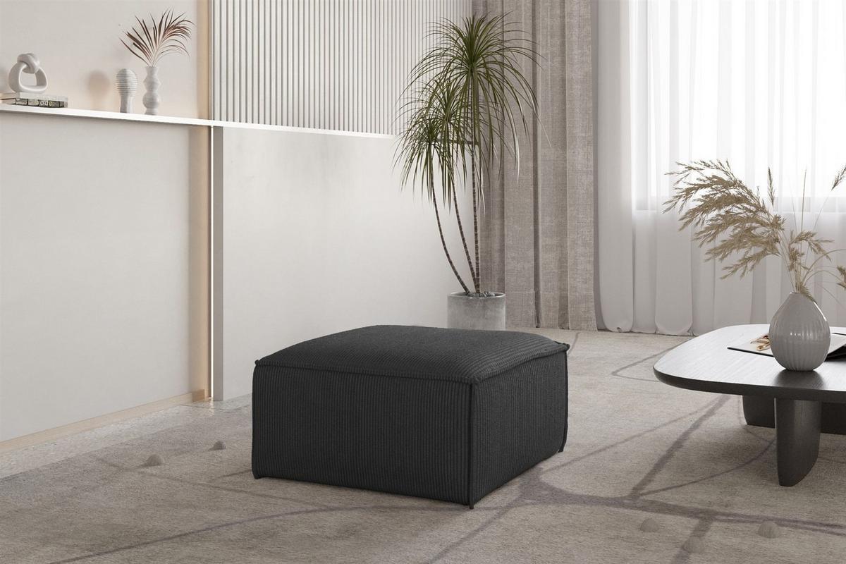 POLSTERHOCKER Celes Premium 65x65cm - Anthrazit, Holzwerkstoff/Textil (65/40/65cm) - Fun Möbel
