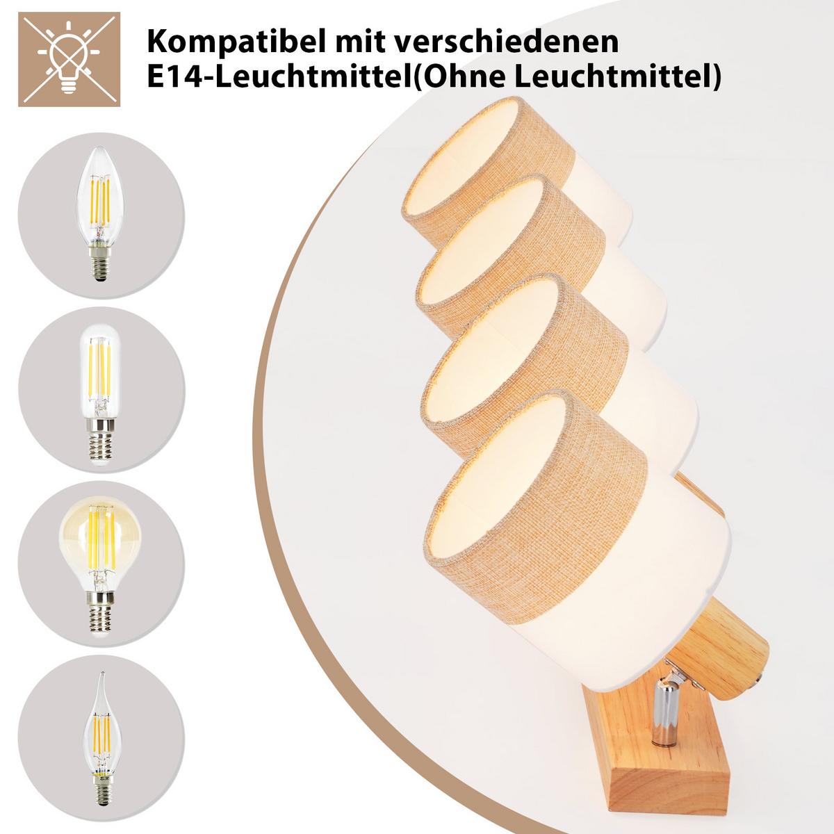 DECKENSTRAHLER Leniq 16/13/68 cm - Beige, Holz (68/16/13cm) - ZMH