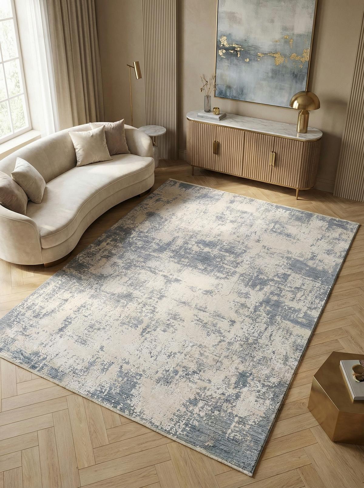 TEPPICH SIENA-Arbia, abstrakt, Blau, 160 x 240 cm - Blau, Textil (240/160cm) - KADIMA DESIGN
