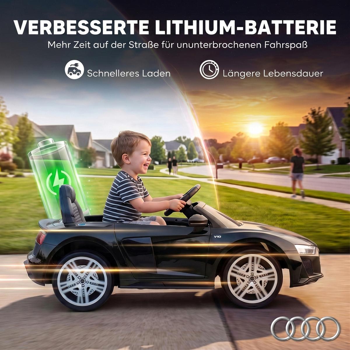 KINDER-ELEKTROAUTO Kunststoff Stahl Schwarz - Schwarz, Kunststoff (107/58/44cm) - AIYAPLAY