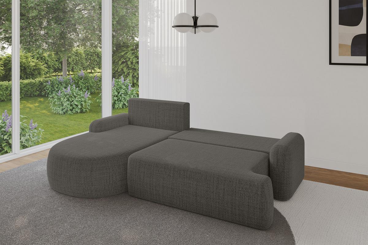 ECKSOFA mit Schlaffunktion und Bettkasten LIRA-L - 264x172x89 Grau - Grau, Holzwerkstoff/Textil (264/172cm) - ALTDECOR