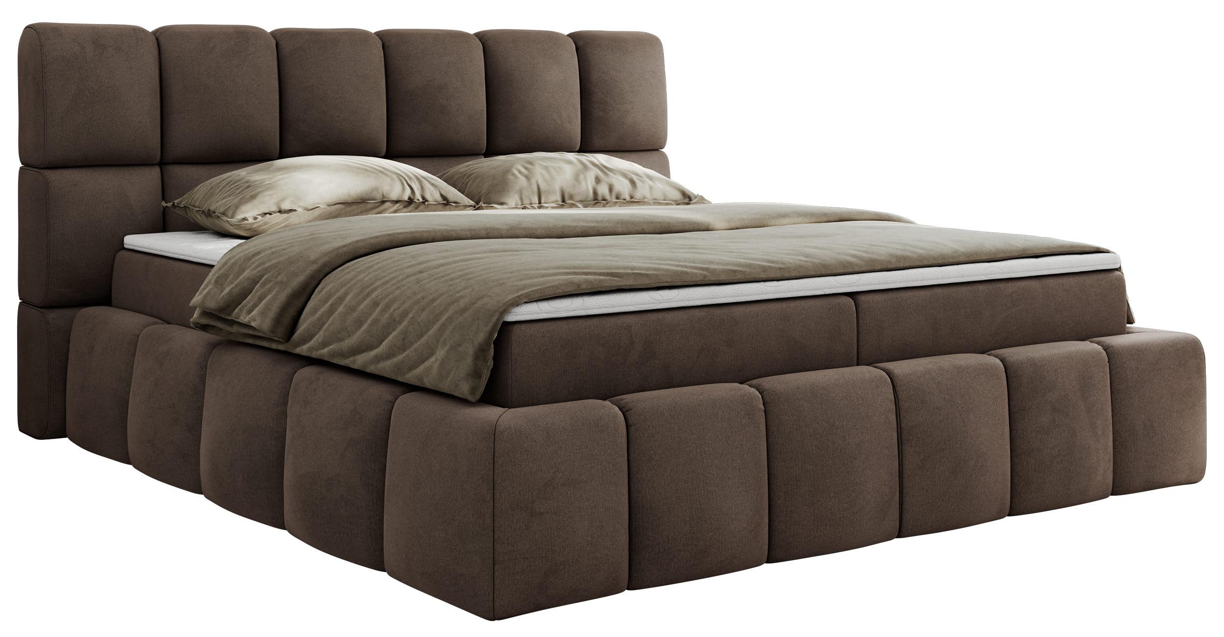 BOXBETT NIRA 180/200 - Braun Velvet - H3 - Braun, Holz/Textil (180/200cm) - MKS