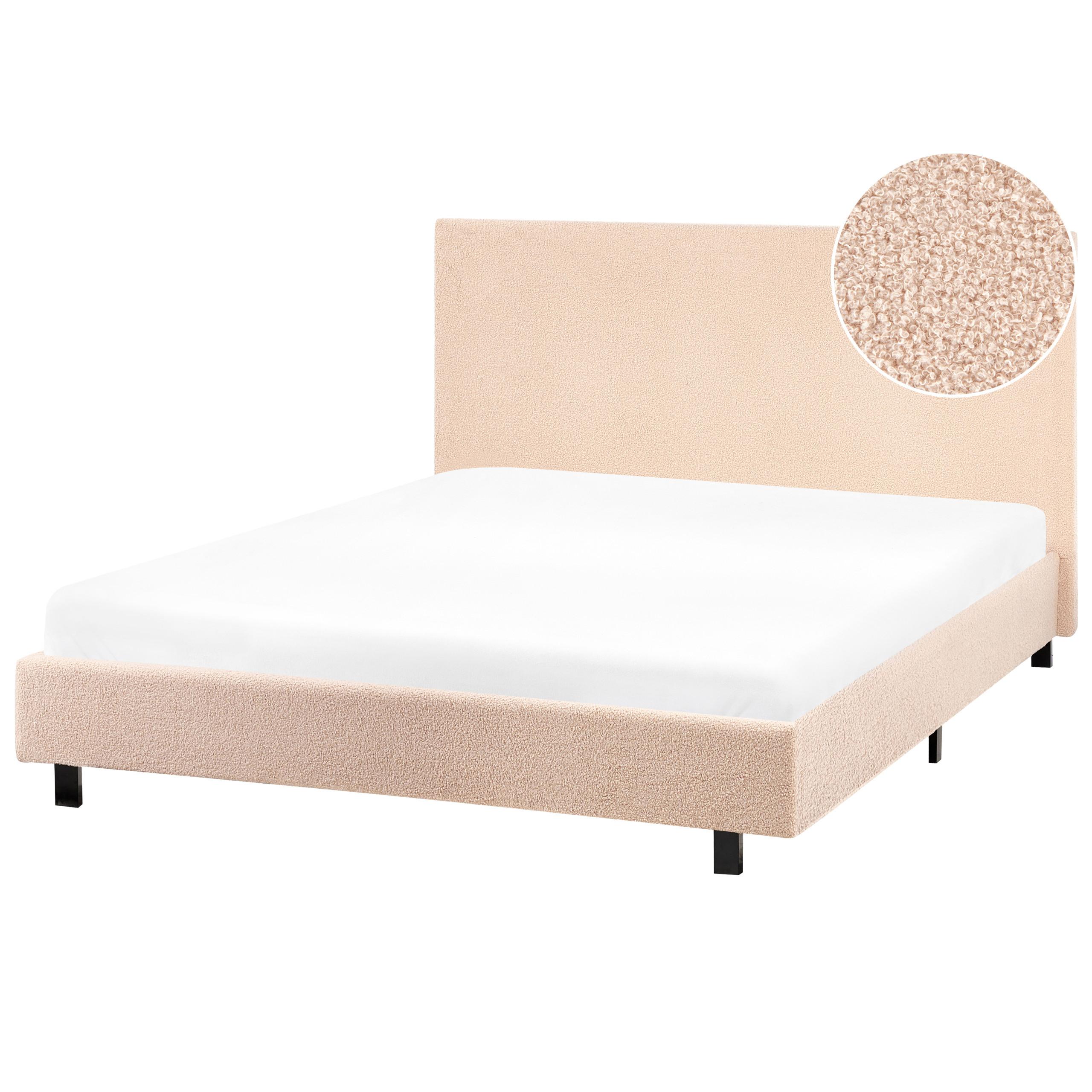BETT mit Lattenrost 120/200 cm Bouclé Cremeweiß Albi - Creme, Textil (120/200cm) - Beliani