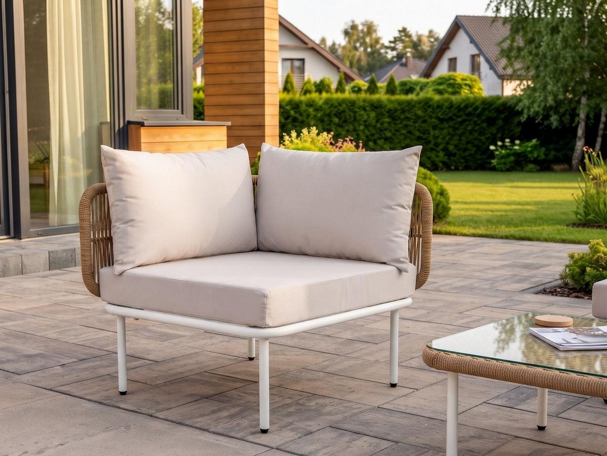 GARTEN-ECKMODUL Hellbeige Baucina - Beige/Weiß, Metall (68/75/68cm) - Beliani