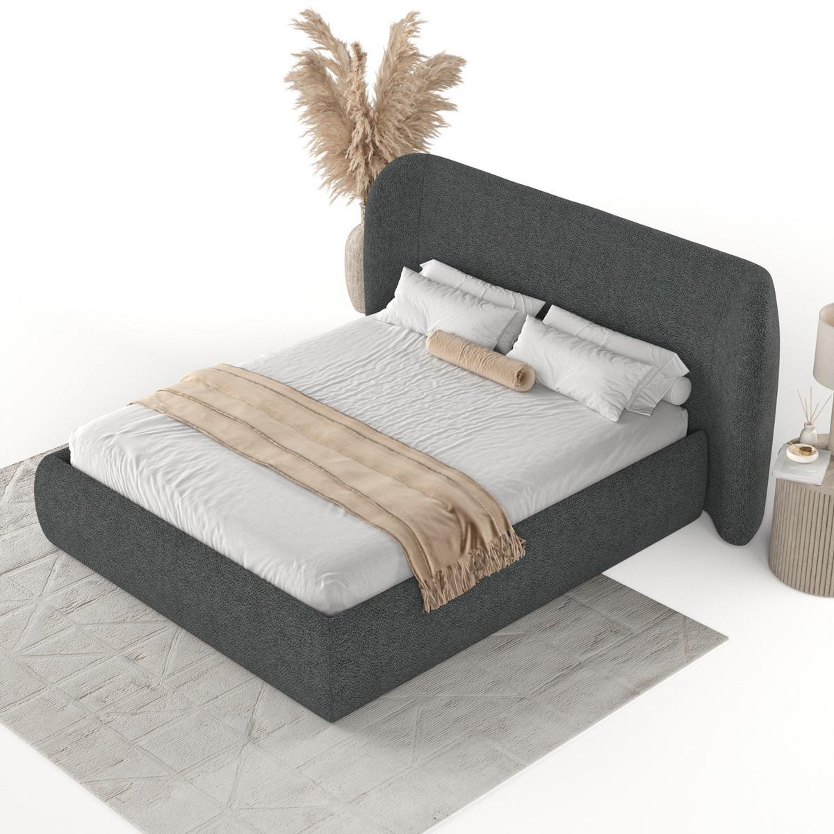 POLSTERBETT Bellano mit Stauraum 200/200 cm Anthrazit im Bubble Stoff - Anthrazit/Schwarz, Holz/Holzwerkstoff (200/200cm) - AltaBeds