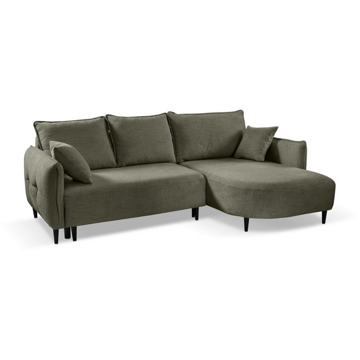ECKSCHLAFSOFA Sycylia rechts grün - Schwarz/Grün, Textil (244/165cm) - Beautysofa