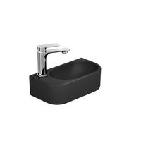 WASCHBECKEN Abgerundete Ecken Hahnloch links mattschwarz 40 / 21,5 / 12 cm - Schwarz, Keramik (40/12/21.5cm) - EMKE