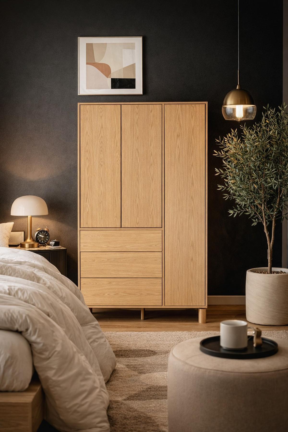 DREHTÜRENSCHRANK SABBIA 110/197/55cm 3-türig Eichefarben - Eichefarben, Holzwerkstoff (110/197/55cm) - MASSENO
