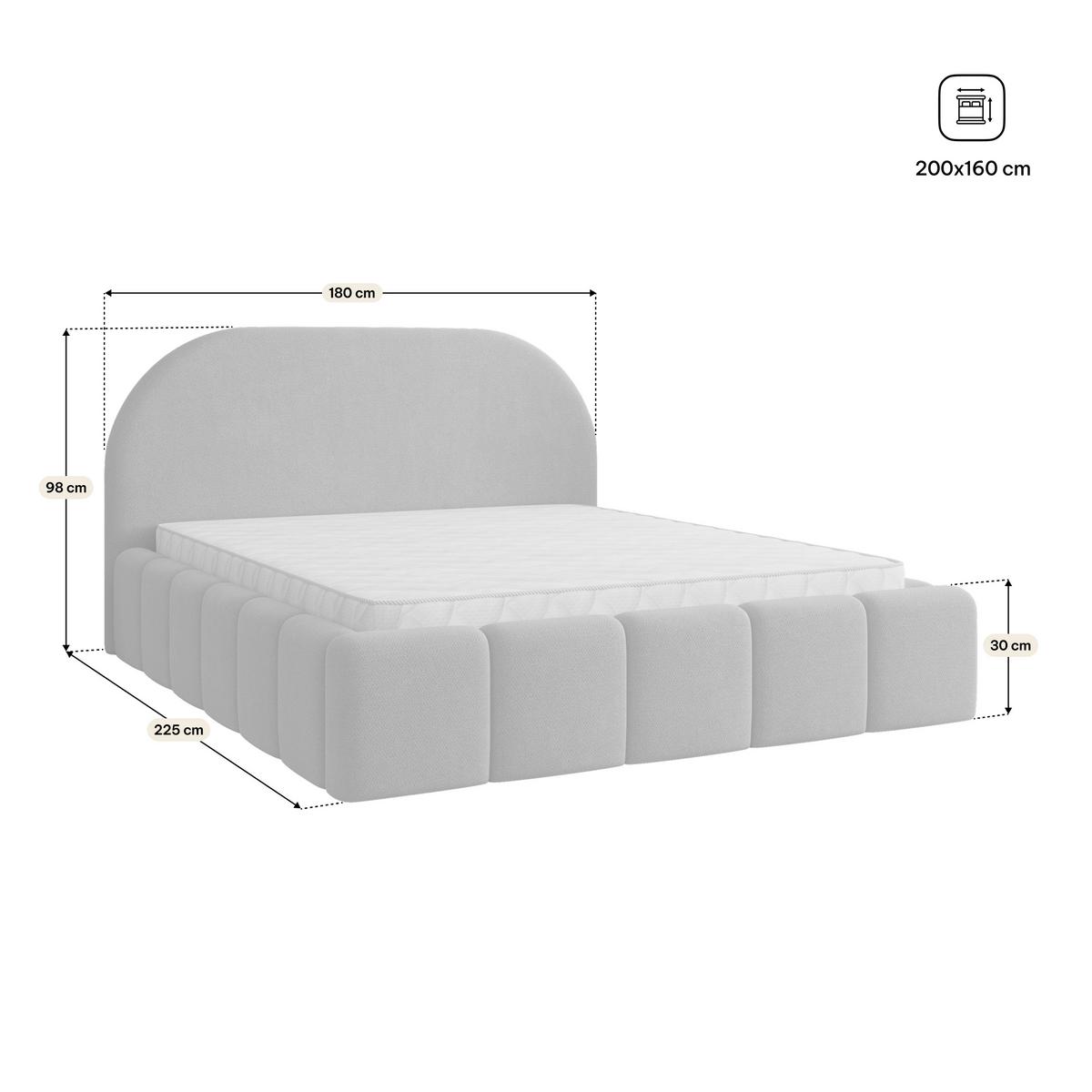 POLSTERBETT FLUSSO 160x200 cm mit Bettkästen - Grau - Grau, Holz (160/200cm) - MASSENO