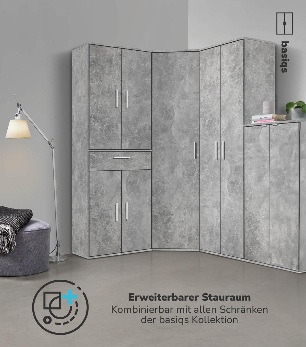 MEHRZWECKSCHRANK Der Schlanke - Grau, Holzwerkstoff (60/110/34cm) - Mokebo