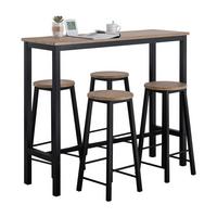 BARTISCH + 4 x BARHOCKER - Schwarz, Holzwerkstoff (120/100/40cm) - SoBuy