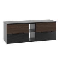 WASCHTISCHUNTERSCHRANK 140.6cm Sylla Schwarz und Holz - Schwarz, Holzwerkstoff (140.6/52.2/45.8cm) - Petits-meubles