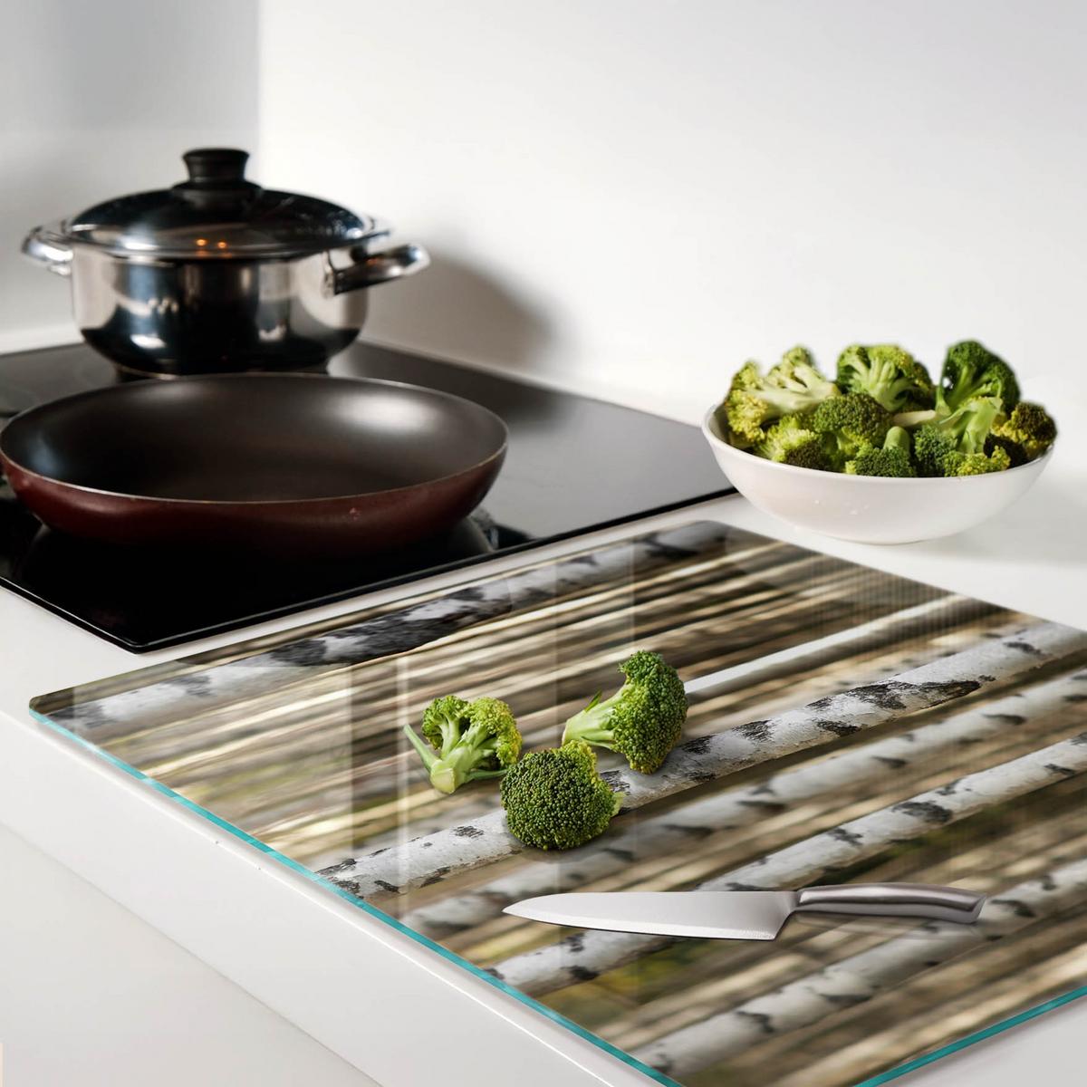 GLASPLATTE 60x52 cm Birken - Weiß, Glas (60/0.4/52cm) - TULUP
