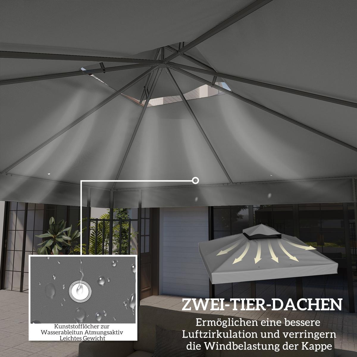 ERSATZDACH für Pavillon 3 x 3 m - Dunkelgrau, Kunststoff (300/1/300cm) - Outsunny