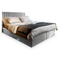 BOXBETT MURLO 160x200 cm mit Matratze und Topper - Hellgrau - Hellgrau, Holz (160/200cm) - MASSENO