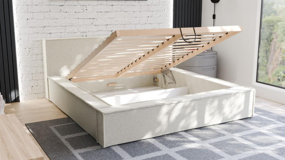 POLSTERBETT Aldana In Puente - Creme, Holzwerkstoff/Textil (160/200cm) - Fun Möbel