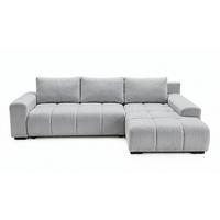 ECKSOFA Ovia mit Bettkasten und Schlaffunktion, Bouclé-Stoff in L-Form - Hellgrau, Textil (270/185cm)
