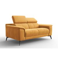 SOFA FIERO 2-Sitzer, Gelber Veloursstoff - Gelb/Schwarz, Holz/Textil (170/82/103cm) - Courtois Laville