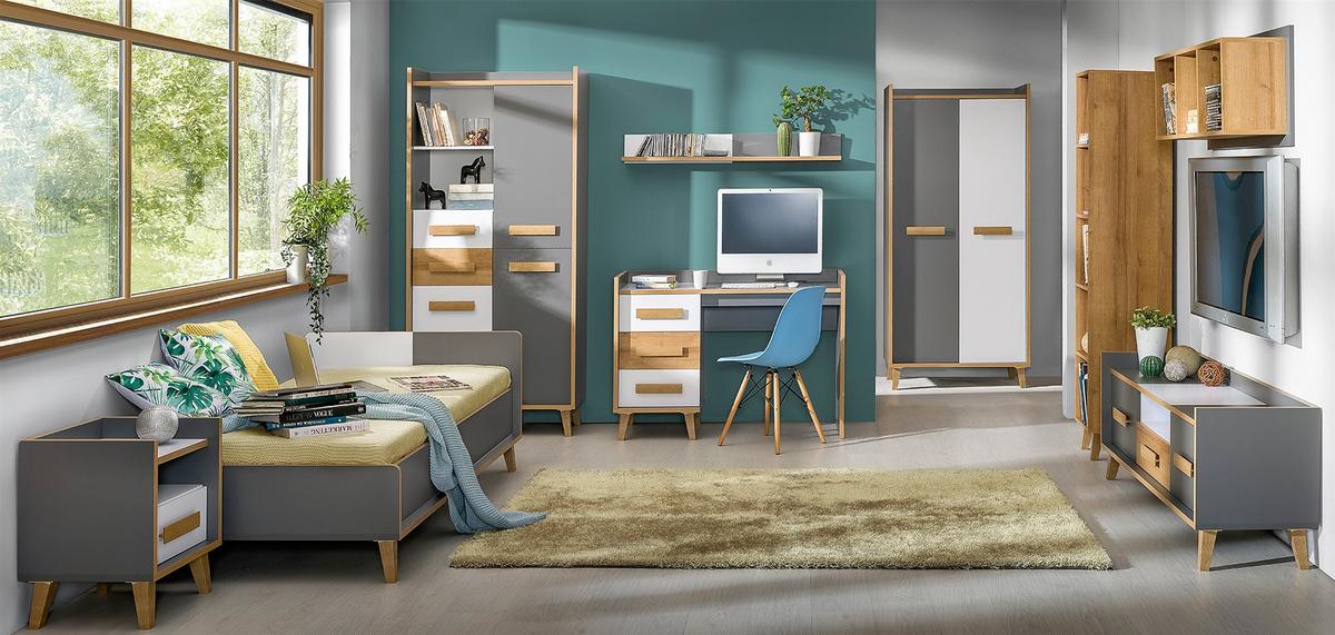 SCHREIBTISCH FIABA 120x55x85,2 cm Bürotisch Computertisch, Anthrazit - Anthrazit, Holzwerkstoff (55/120/85.2cm) - MASSENO