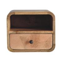 NACHTTISCH Wandmontierter im Eichenholz-Finish, 1 Schublade, 1 Offenes Fach, Beige - Beige/Messingfarben, Holz/Metall (30/25/25cm) - Artisan Furniture