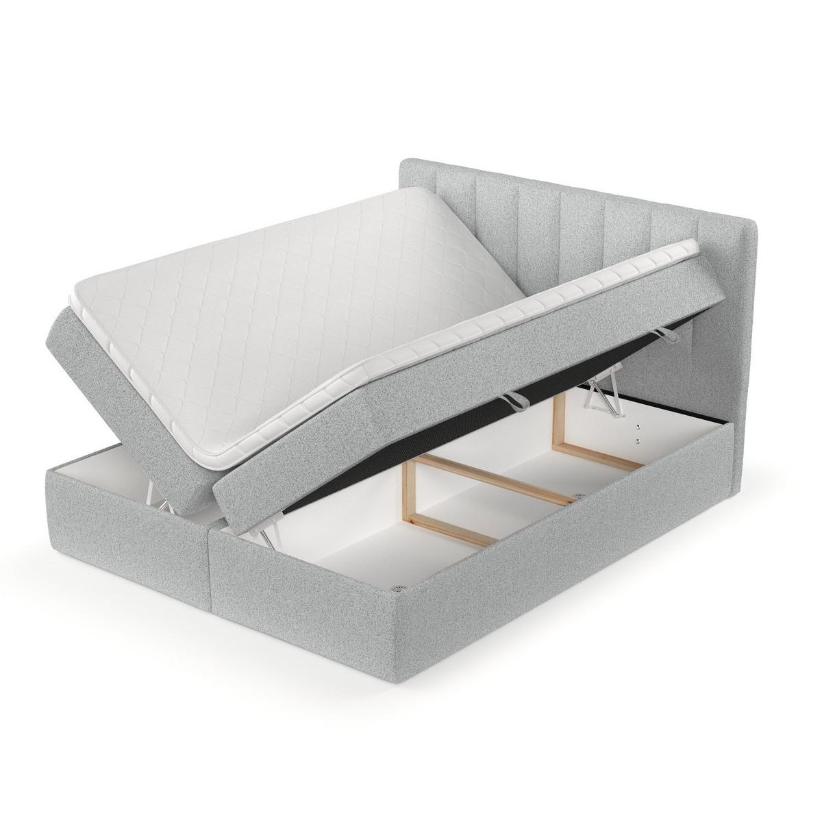 BOXBETT Bari 140/200 cm Hellgrau im Riva Stoff - Hellgrau, Holz/Holzwerkstoff (140/200cm) - AltaBeds