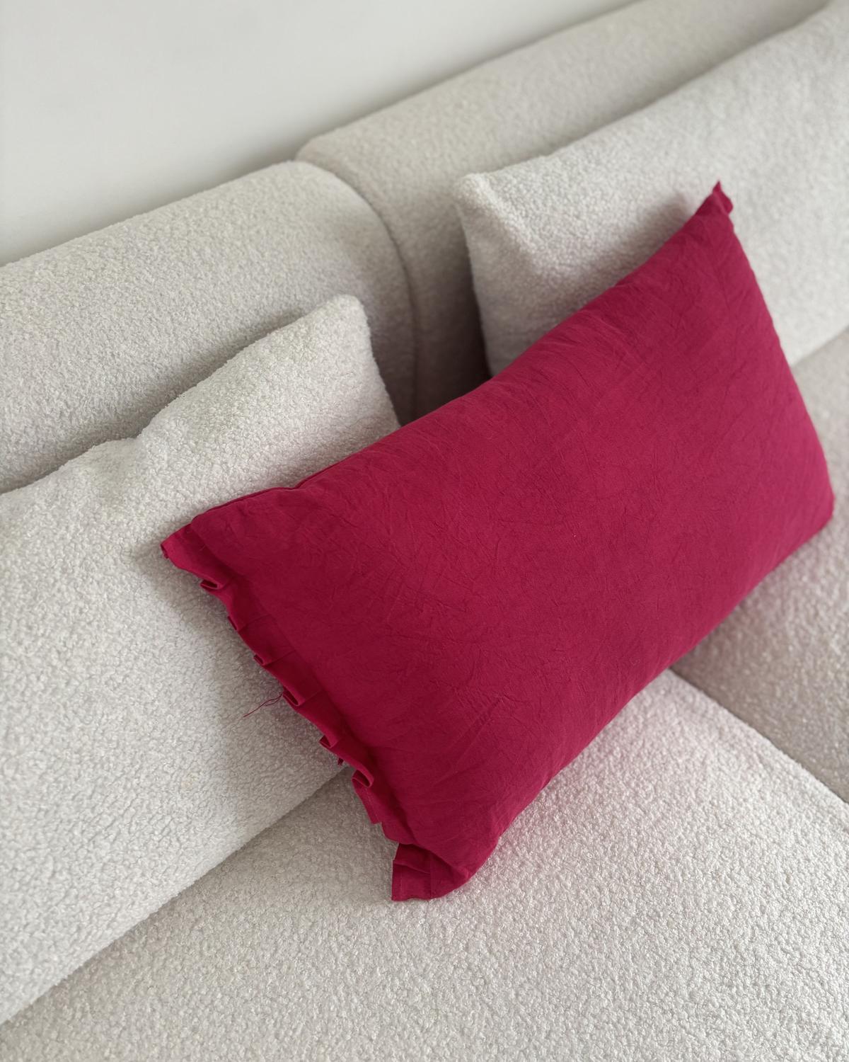 DEKOKISSEN 2er-Set Burgunderrot 45/30 cm Sassafras - Rot, Textil (45/30cm) - Beliani