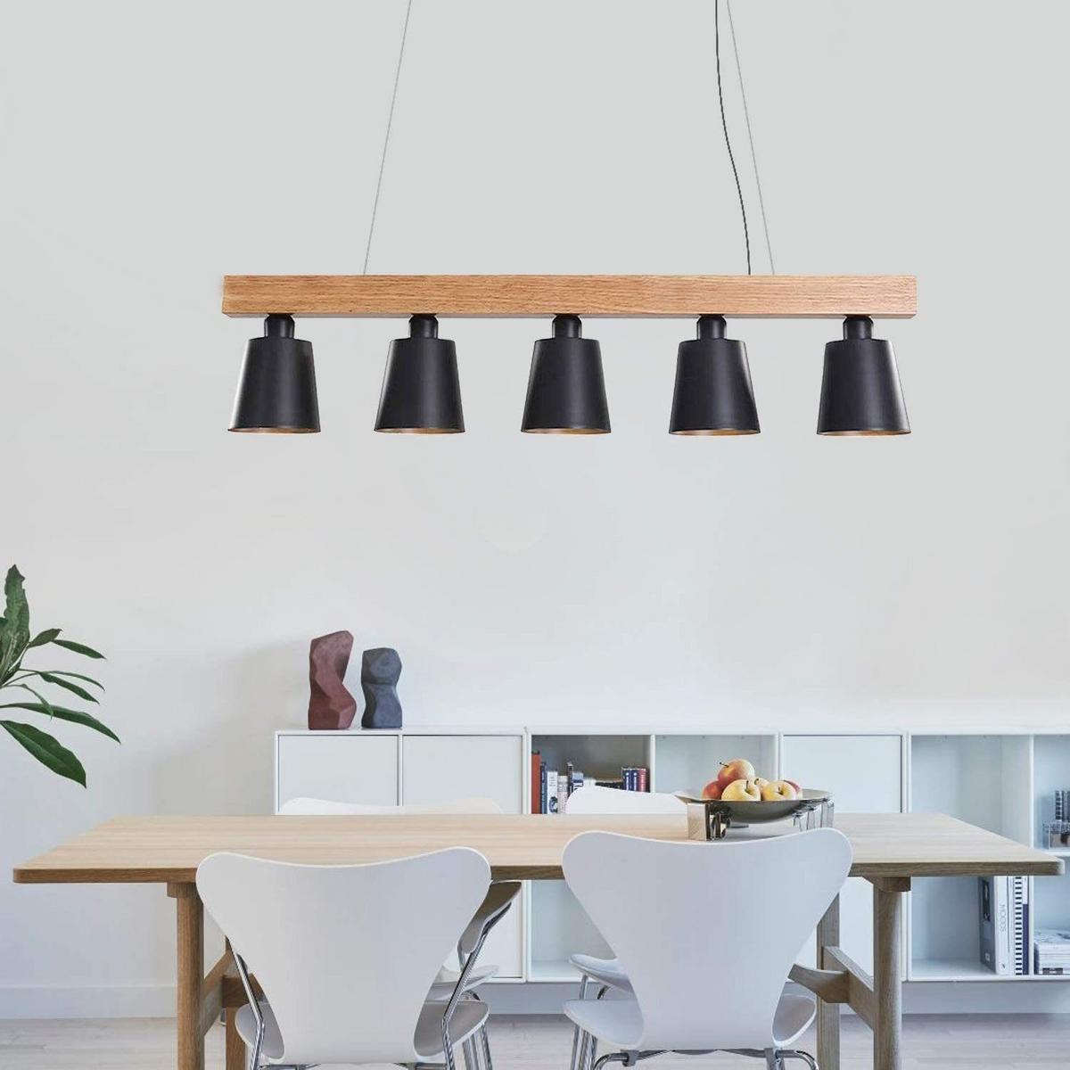 PENDELLEUCHTE Jonathan 100/13/150 cm - Schwarz, Holz/Metall (100/13/150cm) - ZMH