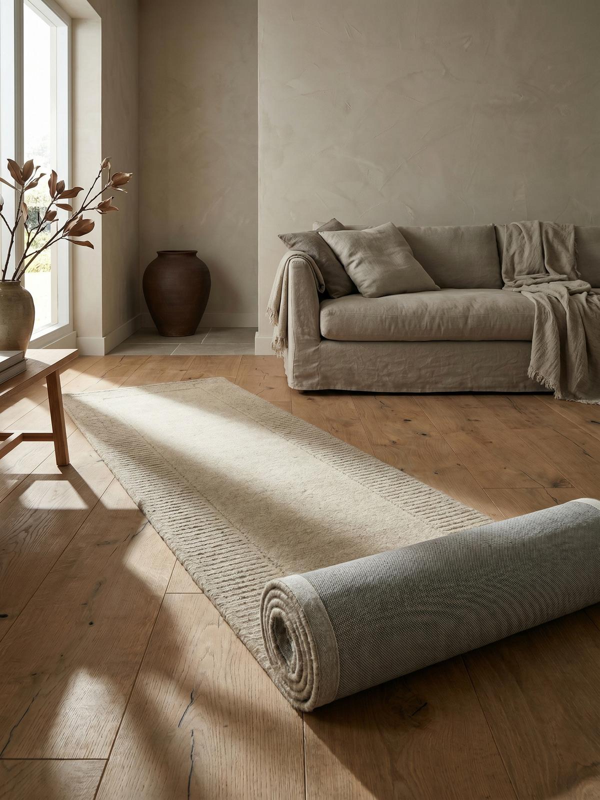 WOLLTEPPICH MOLE, einfarbig, Natur, 60 x 230 cm - Beige, Textil (230/60cm) - KADIMA DESIGN