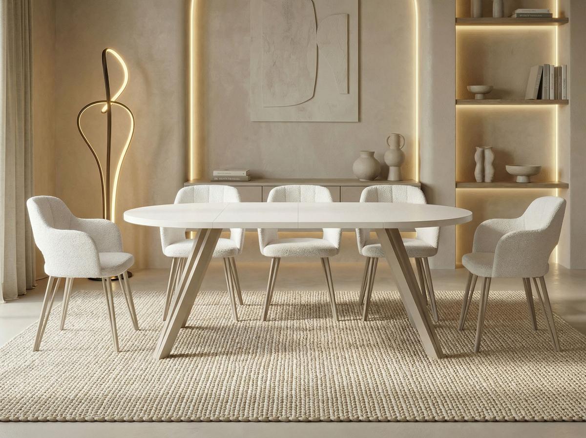 ESSTISCH Ravero runder ausziehbarer, Kaschmir 100-180/100/77 cm - Kaschmir/Beige, Holz/Holzwerkstoff (100/180/76.5cm) - WFL GROUP