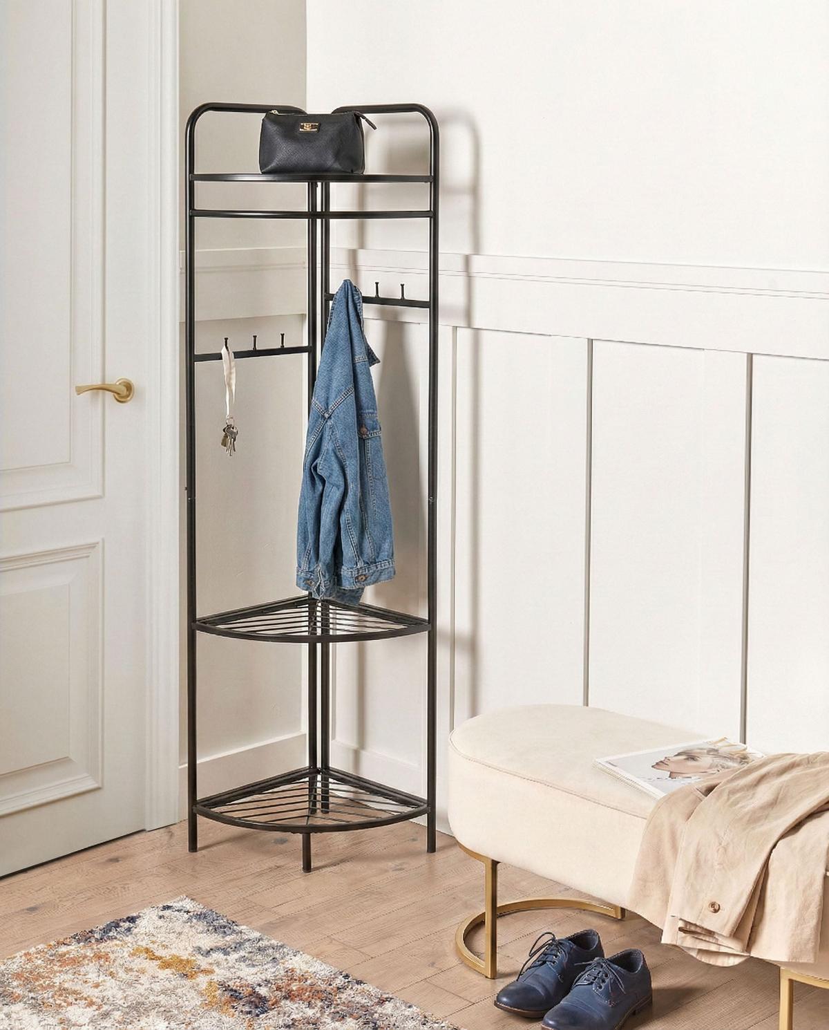 ECK-GARDEROBENSTÄNDER Schwarz Lawton - Schwarz, Metall (53/160/37cm) - Beliani