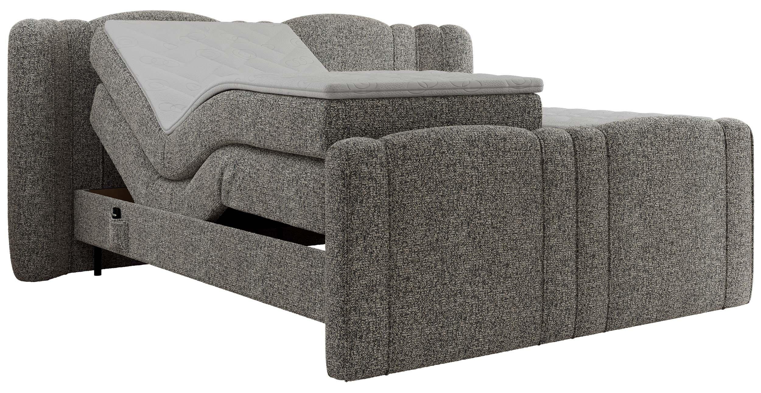 BOXBETT FORTINA 200/200 - Grau Struktur - H3 - Grau, Holz/Textil (200/200cm) - MKS