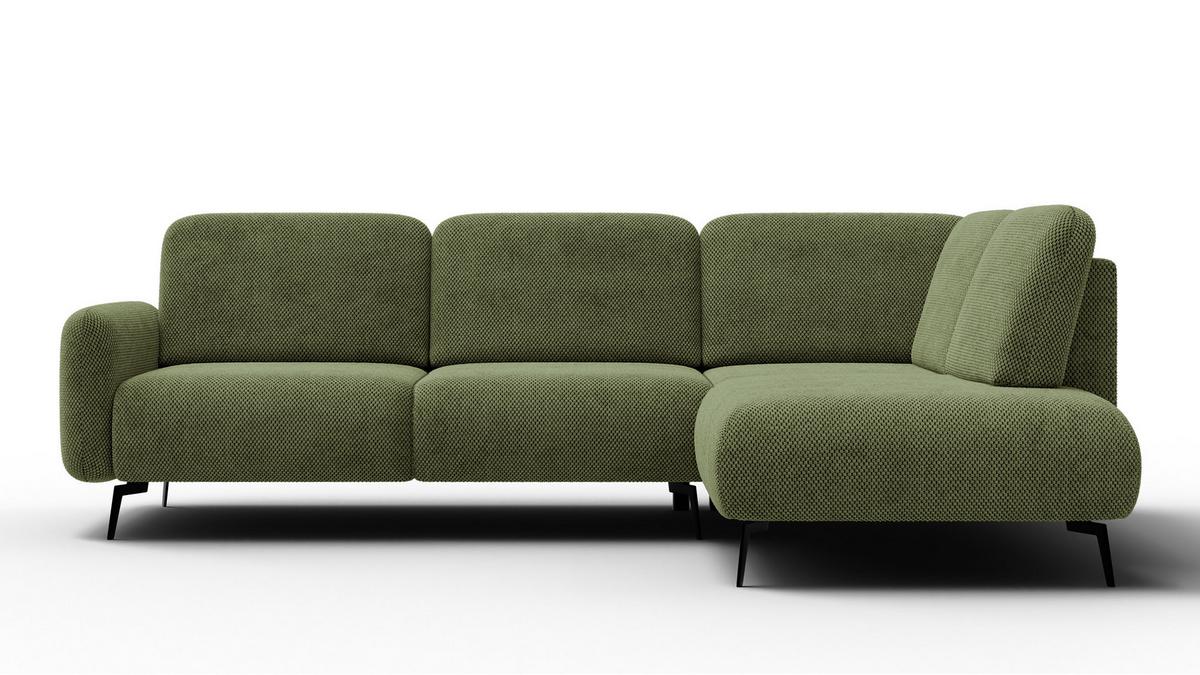 ECKSOFA FEBE 5-Sitzer rechts, olivgrün - Schwarz/Olivgrün, Holz/Textil (271/190cm) - Wozimo