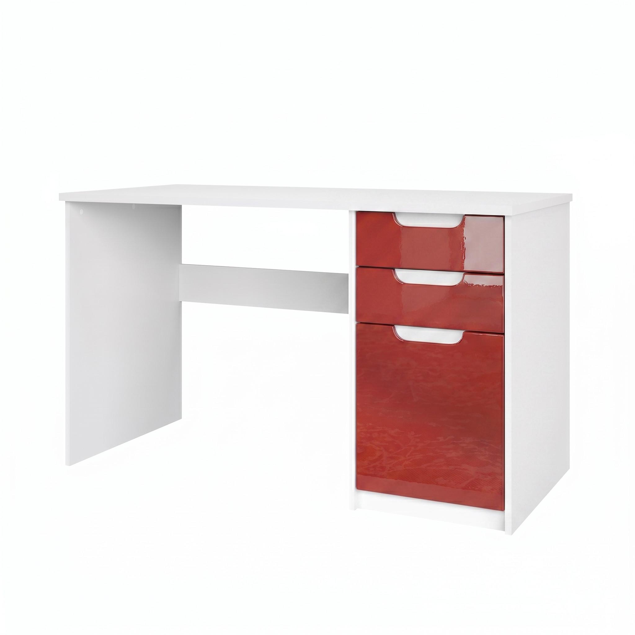 SCHREIBTISCH Logan Fronten in Bordeaux Hochglanz - Bordeaux, Holzwerkstoff (60/129/76cm) - Vladon