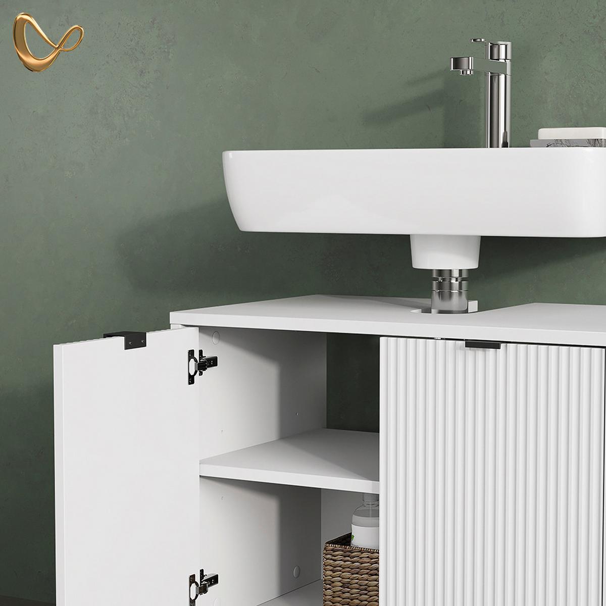 BADMÖBEL-SET ATERNO Weiß 2 Teile - Weiß, Holzwerkstoff (70/63/45cm) - Livinity®