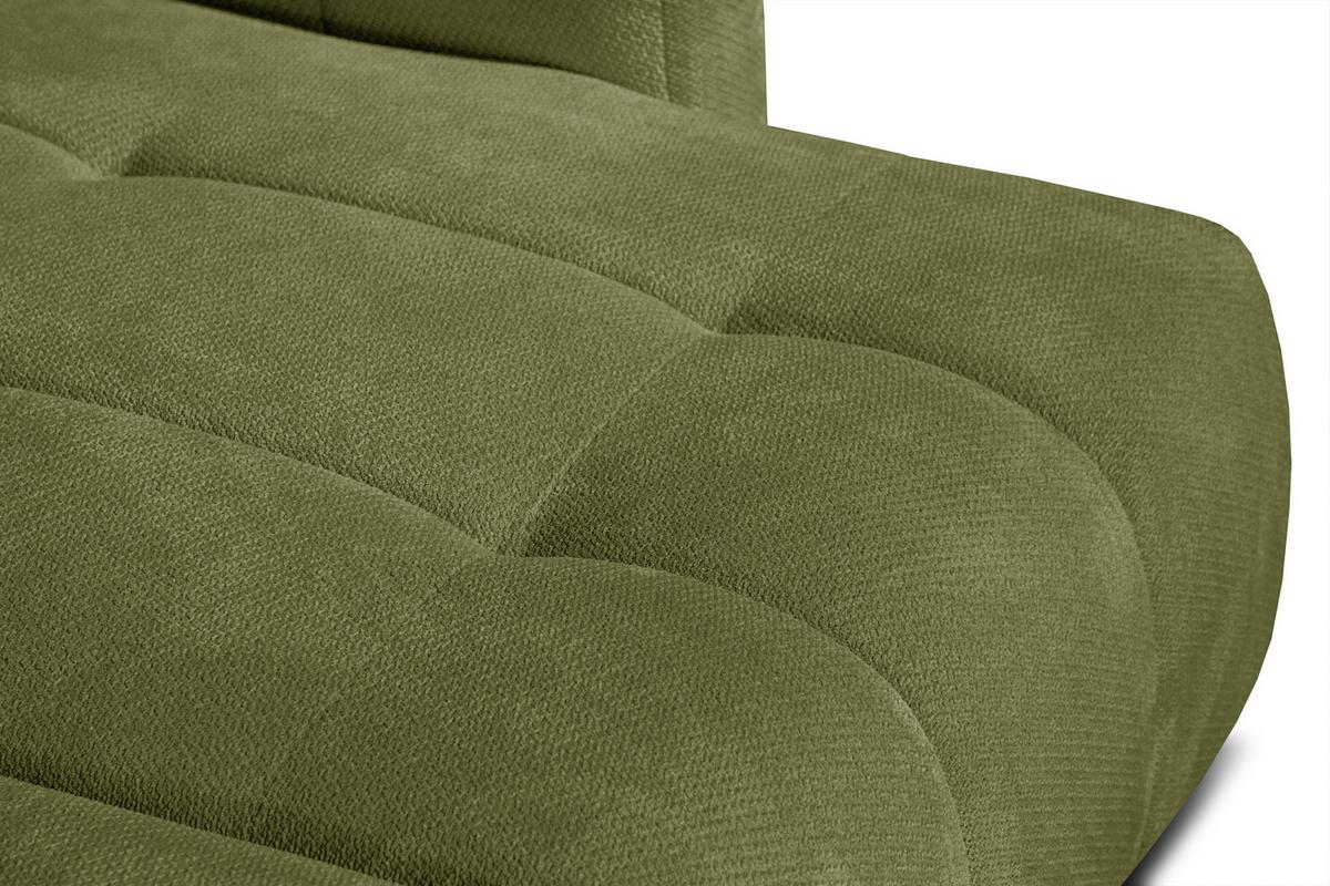 ECKSOFA KIMI 3-Sitzer, ausziehbarer Sitz, verstellbare Kopfstützen, olivgrün - Schwarz/Olivgrün, Holzwerkstoff/Textil (270/160cm) - Wozimo
