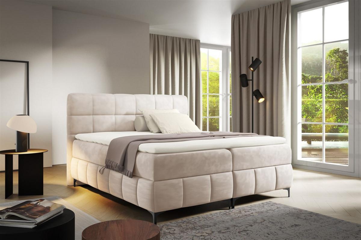 BOXBETT Sophie In Salvador - Beige, Holzwerkstoff/Textil (180/200cm) - Fun Möbel