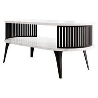 COUCHTISCH Roenni Oval - Schwarz/Weiß, Holzwerkstoff/Metall (100/50/44cm) - MIRJAN24