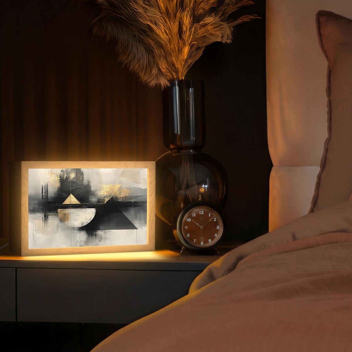 TISCHLEUCHTE Abstrakt - Schwarz - Farbe - Modern 30x20 cm - Birkefarben, Holzwerkstoff (8/30/20cm) - OnlyWow