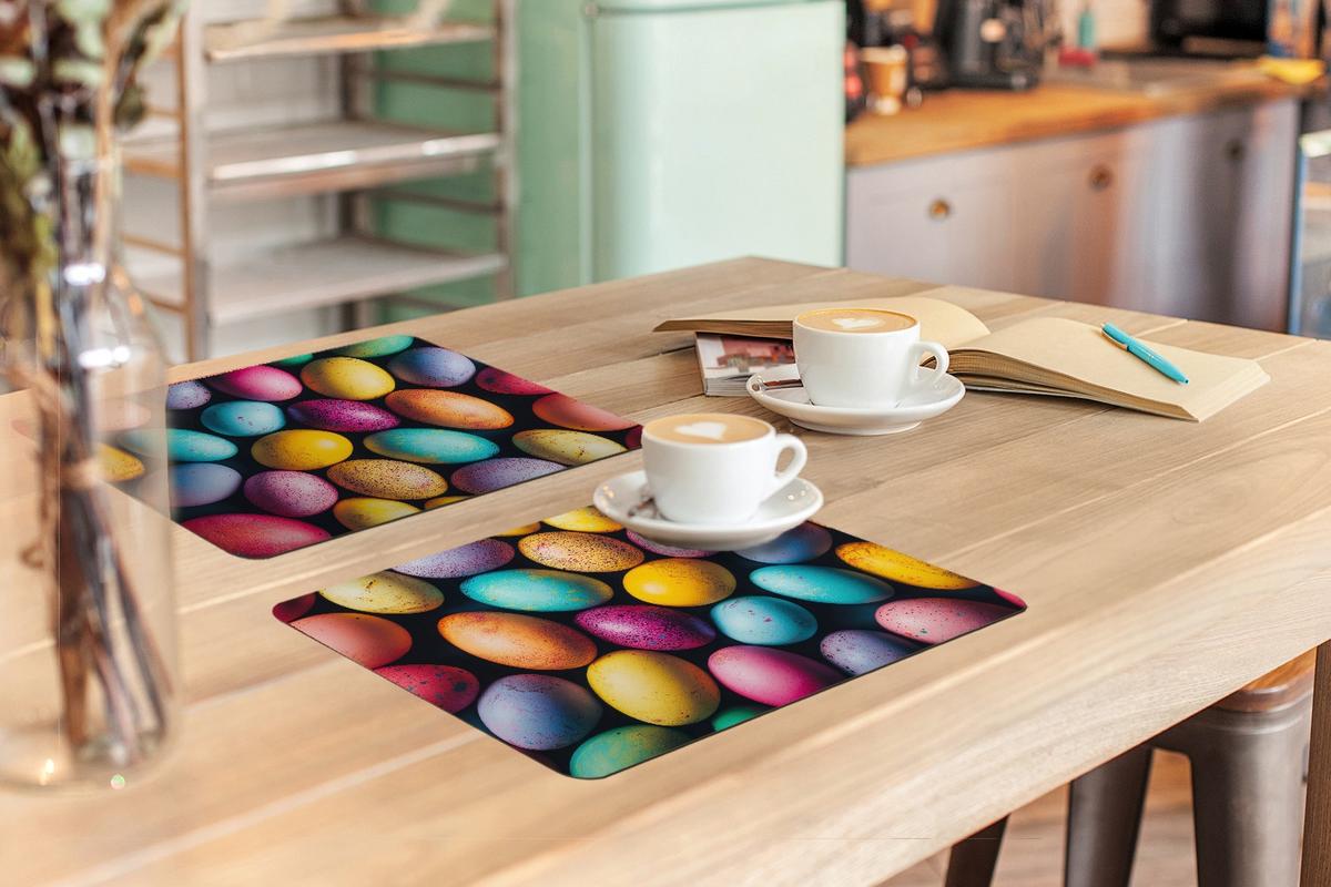 PLATZSETS 6er-Set Bunt - Ostereier - Spritzer Placemats 45x30 cm - Multicolor, Kunststoff (0.3/45/30cm) - MuchoWow