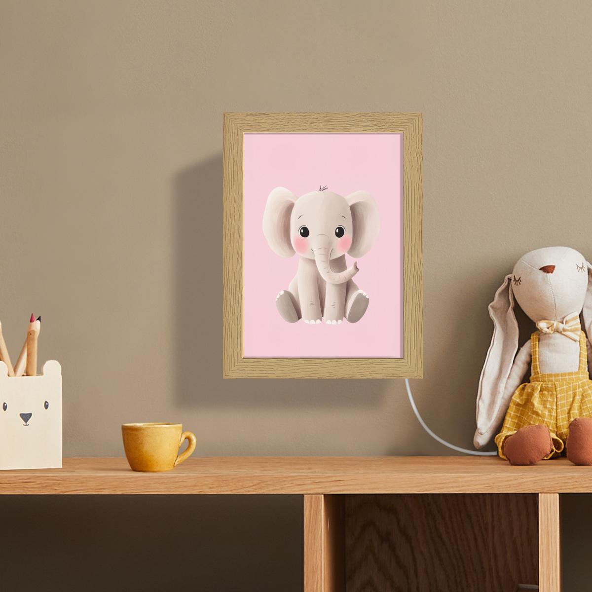 WANDLEUCHTE Elefant - Baby - Rosa - Cartoon 15x20 cm - Hellrosa, Holzwerkstoff (15/20/8cm) - OnlyWow