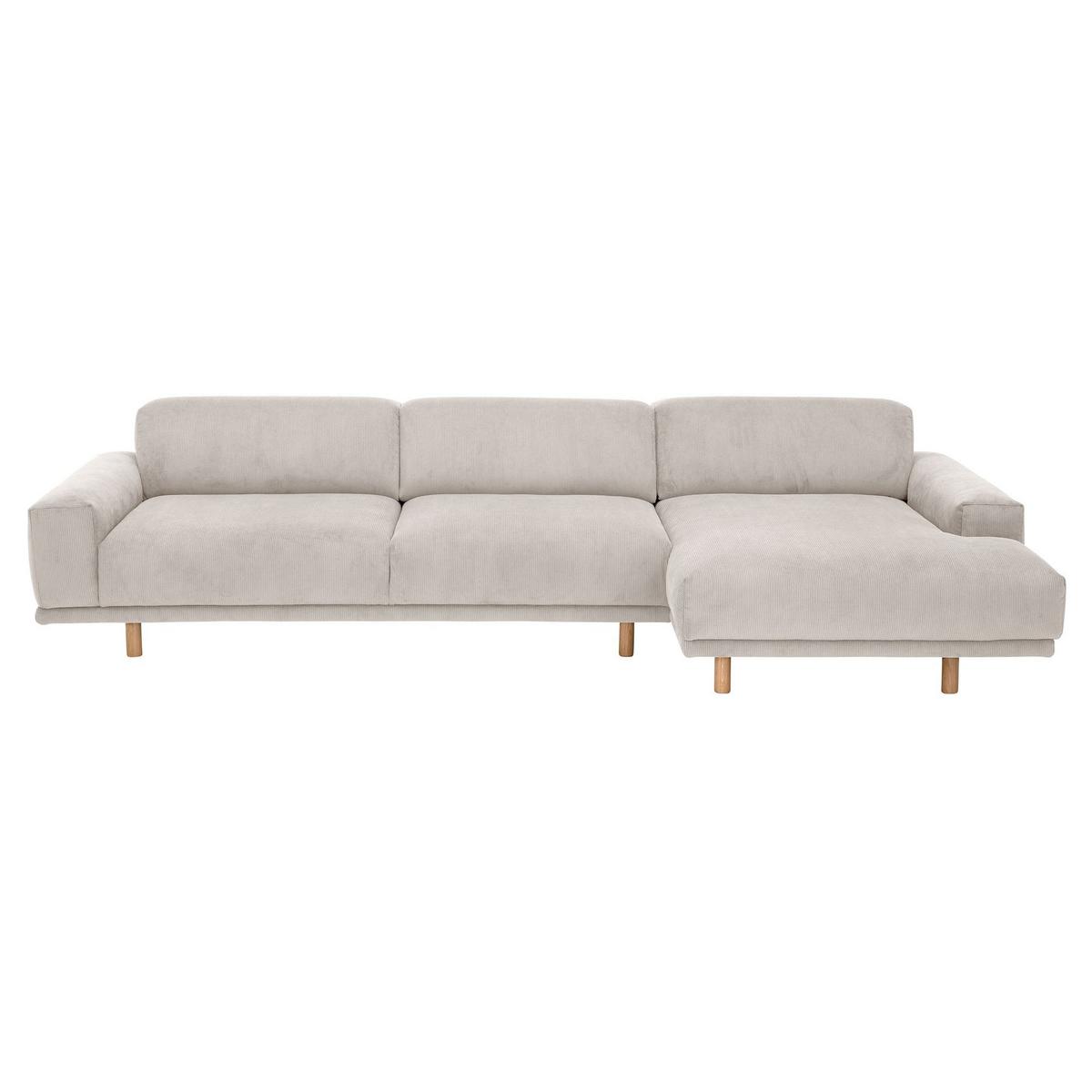 ECKSOFA mit Longchair rechts Kattryna Cordstoff beige - Beige, Kunststoff (133/283cm) - 58aufmkessel