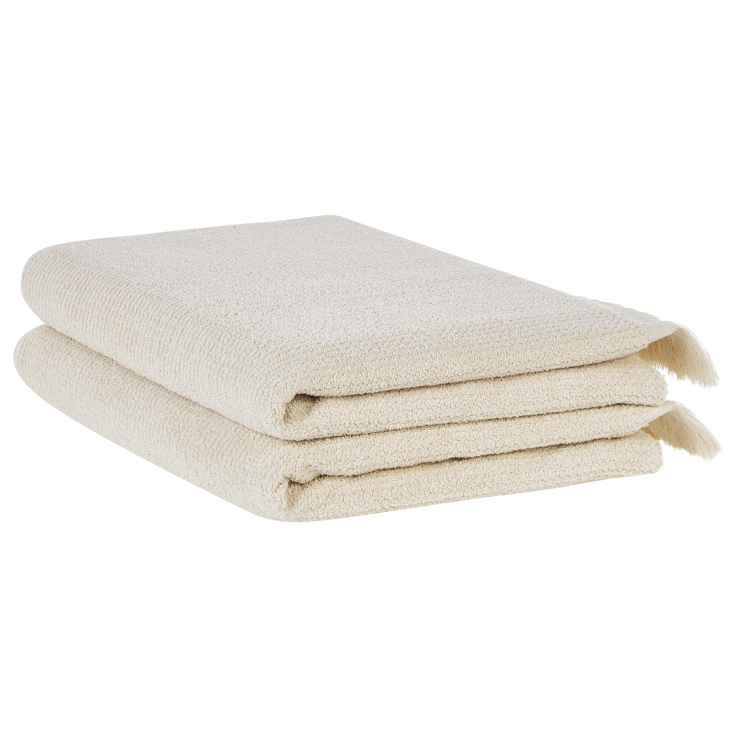 BADEHANDTUCH 2-teilig Beige Atiu - Beige, Textil (100/150cm) - Beliani