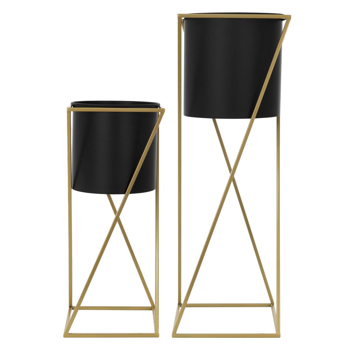 BLUMENSTÄNDER 2er Set - Goldfarben/Schwarz, Metall (24/24/70.5cm) - ML-DESIGN