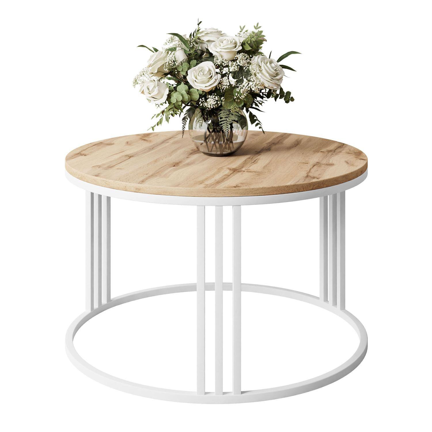 COUCHTISCH LORI LOFT - Weiß/Braun, Holzwerkstoff (70/70/48cm) - Lookway