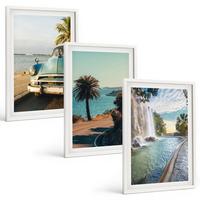 BILDER SET 3er Set - 40x60 cm Weißer Rahmen - Urlaub Palmen Wasserfall - Weiß, Kunststoff (40/60cm) - TULUP